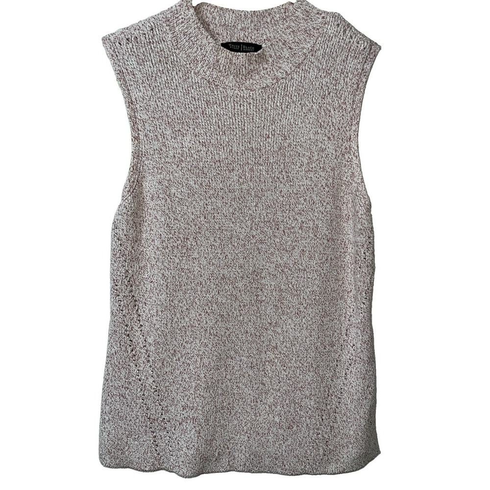 White House Black Market WHBM Sweater M Sleeveless Marled Mock Neck‎
